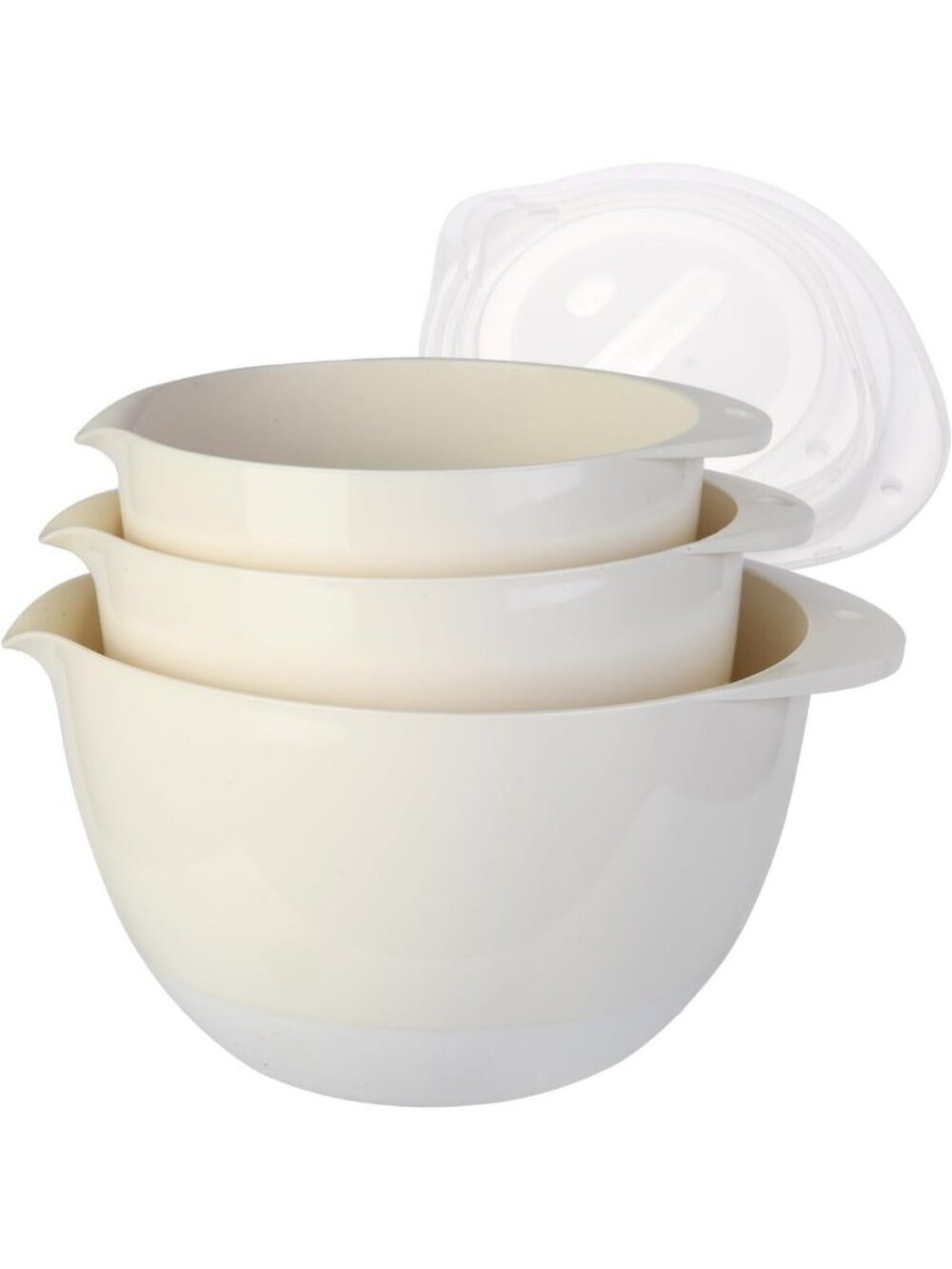 Set of 3 Nesting Mixing Bowls with Lids & Pour Spout - BPA Free, Non-Slip